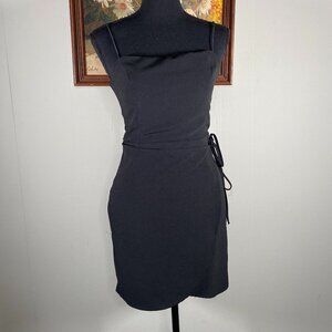 Blue Blush Faux Wrap Dress Women's Small Spaghetti Strap Black Casual